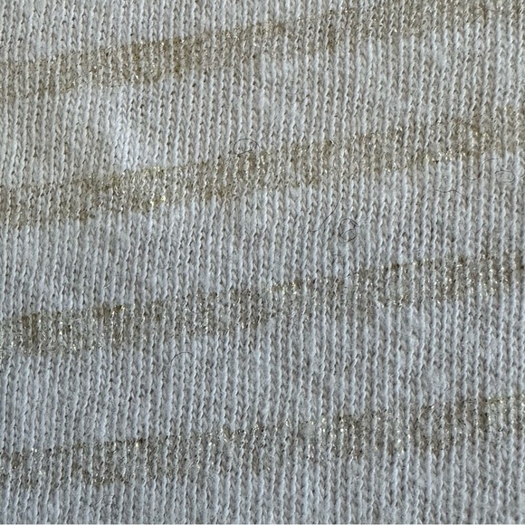 Banana Republic Cream and gold mettalic Stripe Long Sleeve Top Sz Small - Picture 7 of 7